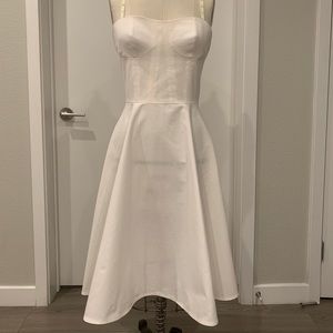 Summer White Dress with pointy cups and circle skirt size S/M